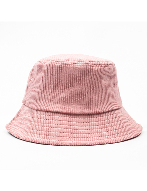 Fashion Pink Solid Color Corduroy Fisherman Hat