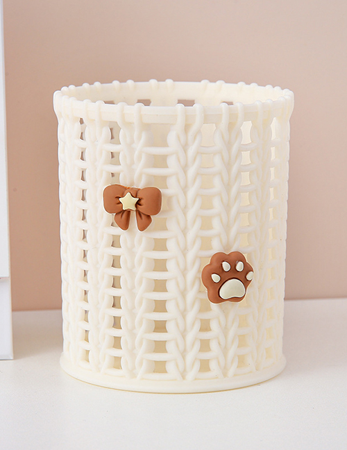 Fashion Cat Paw With Bow Cartoon Rattan Weaving Pen Holder