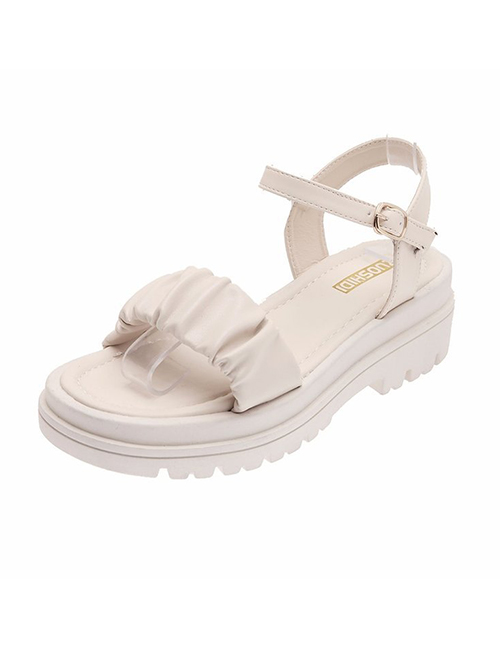 Fashion Off White Platform Mid-heel Roman Sandals