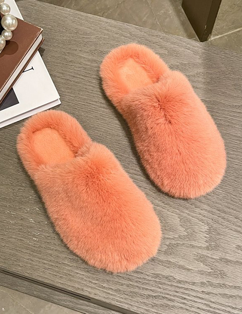 Fashion Orange Plush Soft-soled Slippers