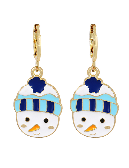 Fashion Blue Alloy Dripping Christmas Snowman Earrings