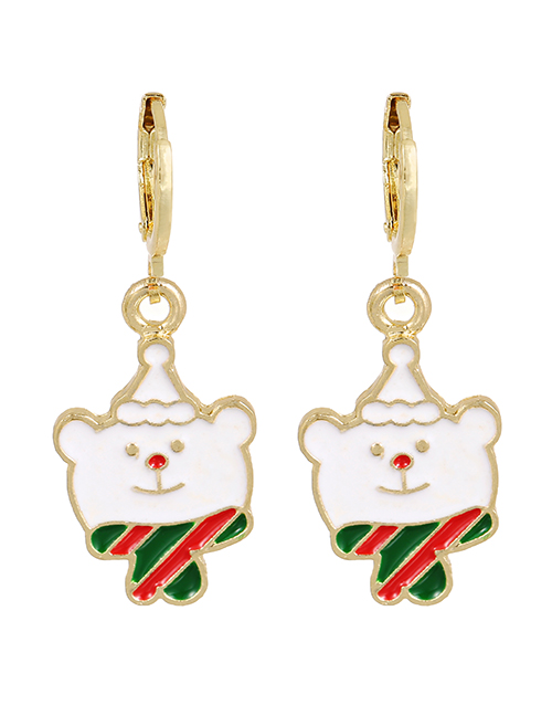 Fashion Color Alloy Dripping Christmas Bear Earrings