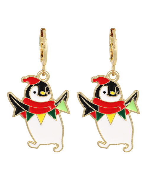 Fashion Color Alloy Dripping Christmas Penguin Earrings