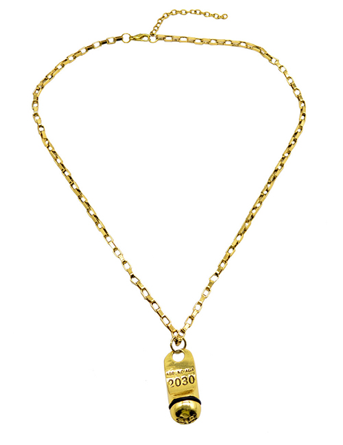 Fashion Gold Metal Digital Tag Necklace