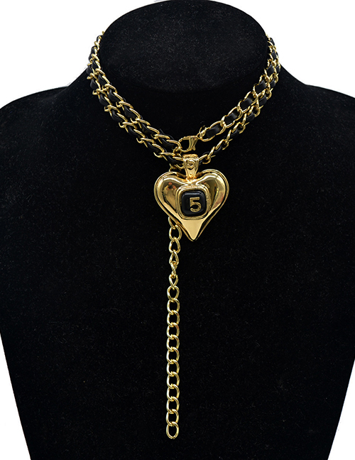 Fashion Gold Alloy Digital Love Heart Chain Tassel Necklace