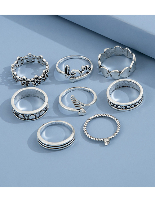 Fashion Silver Alloy Daisy Letter Love Ring Set