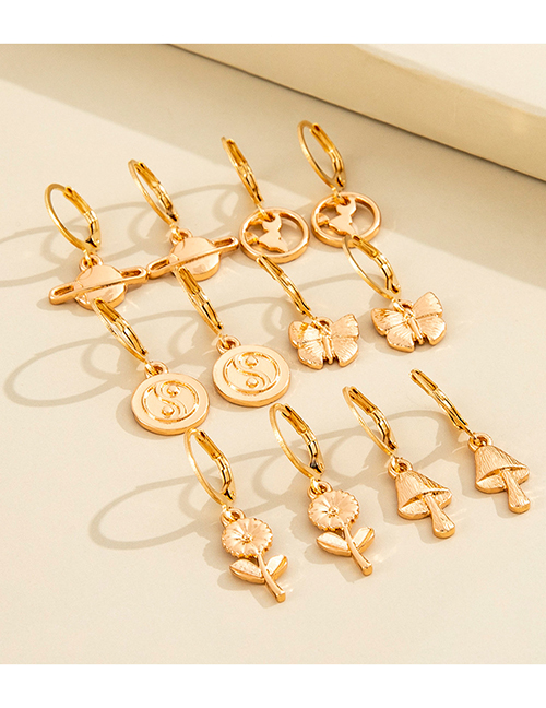 Fashion Gold Alloy Xingyue Map Flower Mushroom Earring Set