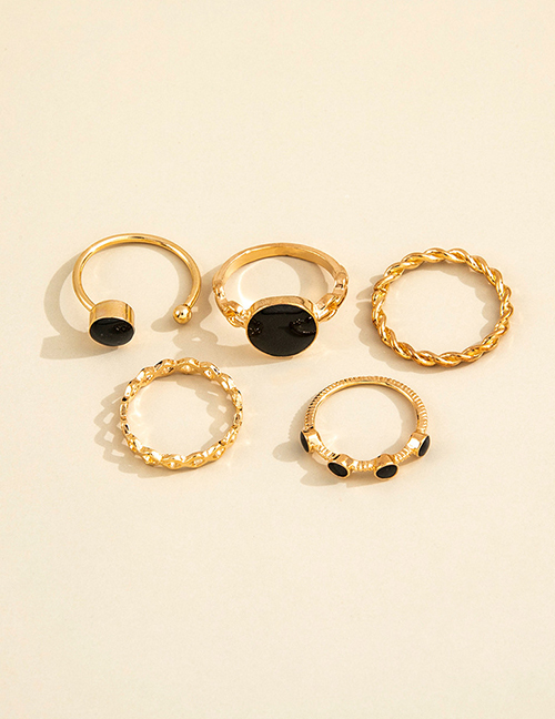 Fashion Gold Geometric Round Twist Ring Set