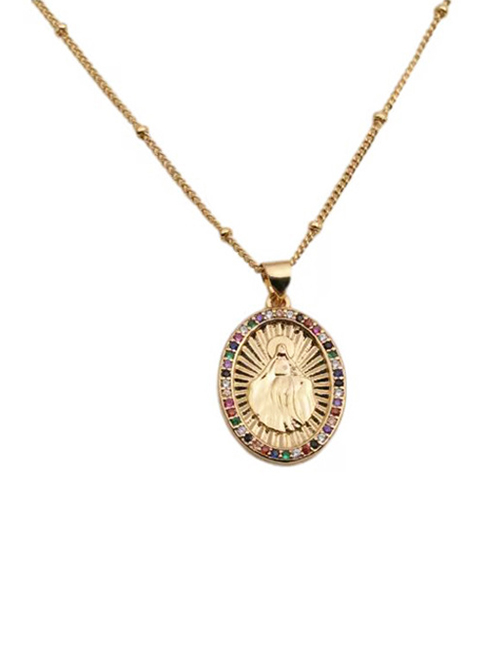 Fashion 00174+40cm Bead Chain Copper And Zirconium Cross Maria Necklace