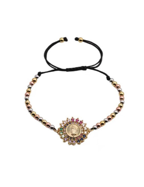 Fashion Cb00281cx+ Mixed Color Bead Chain Copper Inlaid Zirconium Maria Pull Bracelet