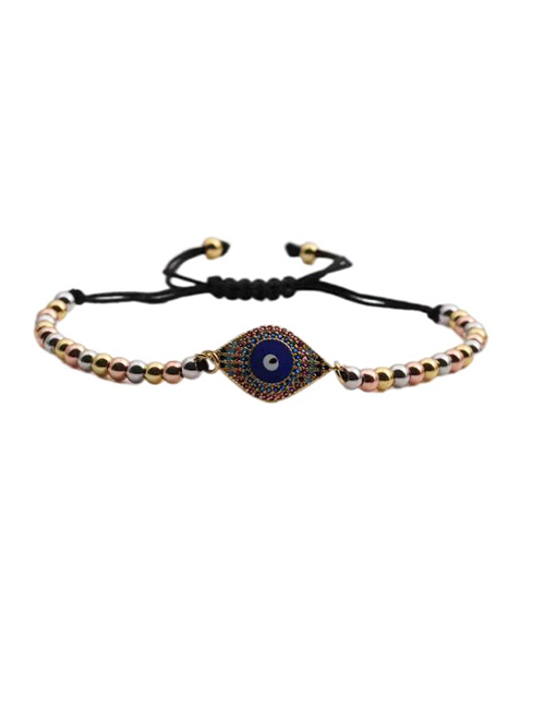 Fashion Cb00263cx+ Mixed Color Bead Chain Gold-plated Copper And Diamond Eye Palm Bracelet