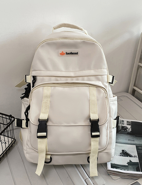 Fashion White [no Pendant] Large Capacity Backpack With Belt Buckle