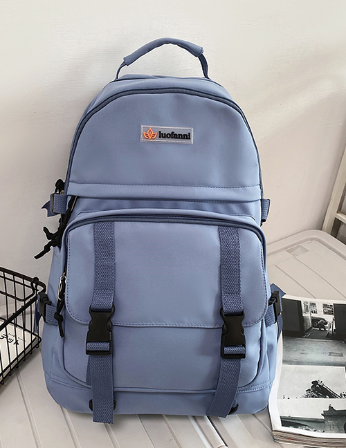 Fashion Blue【no Pendant】 Large Capacity Backpack With Belt Buckle
