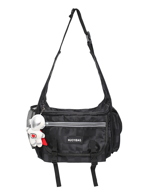 Fashion Plaid Black Single Bag Large-capacity Functional Tooling Messenger Bag
