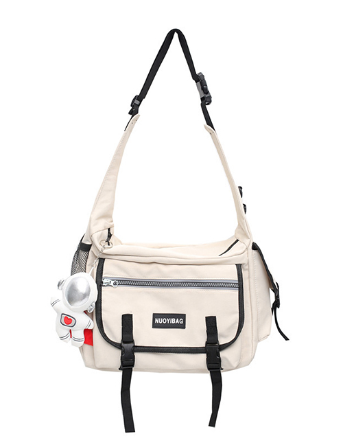 Fashion Beige+astronaut Pendant Large-capacity Functional Tooling Messenger Bag