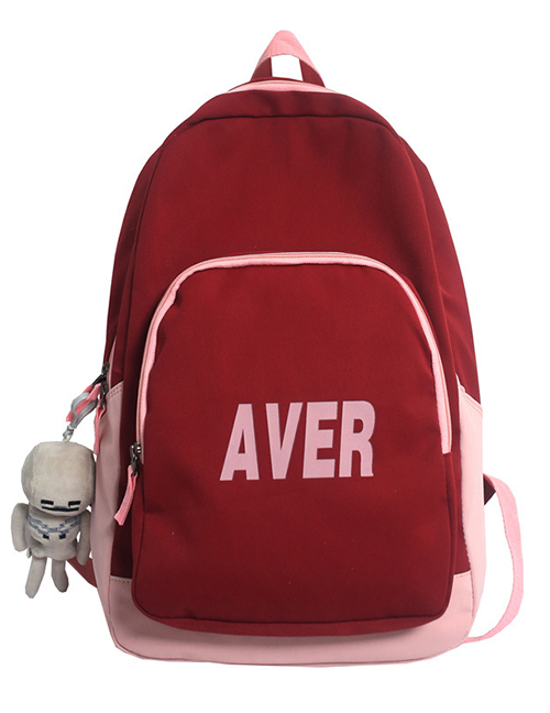 Fashion Red Single Bag Nylon Large Capacity Backpack