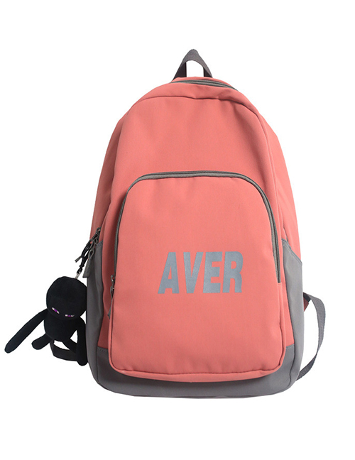 Fashion Pink + Black Phantom Man Nylon Large Capacity Backpack