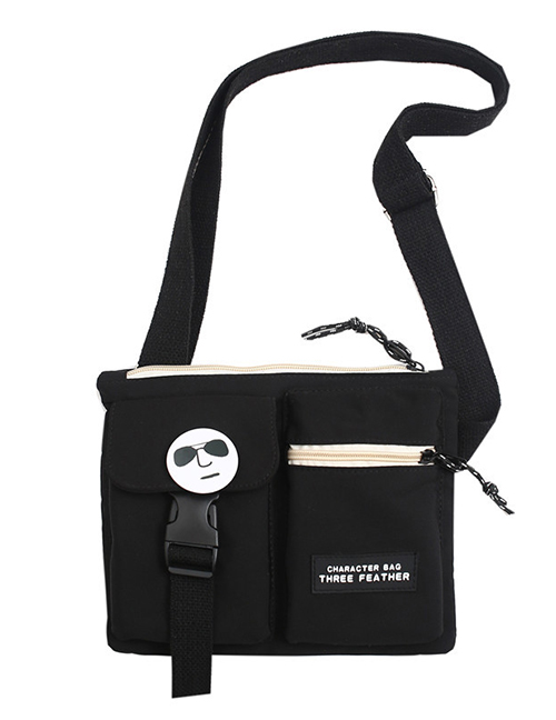 Fashion Black Single Bag Free 1 Badge Nylon Large Capacity Crossbody Bag
