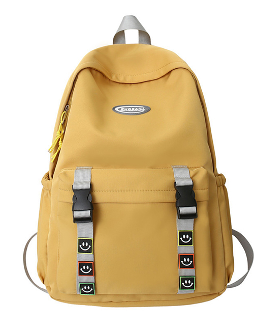 Fashion Yellow Large Capacity Backpack With Nylon Belt Buckle