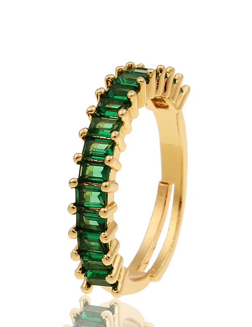 Fashion Small Zircon (green) Gold-plated Copper And Zirconium Geometric Ring