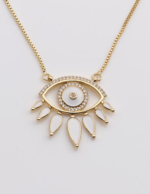 Fashion White Copper And Gold-plated Oil Dripping Eye Necklace