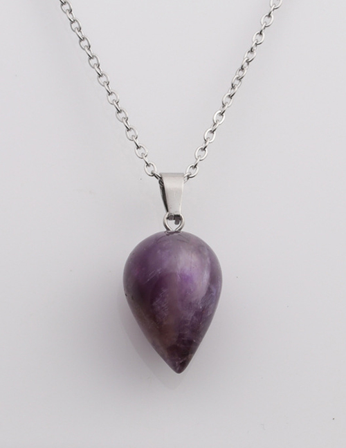 Fashion Nsn00316+o Child Chain Amethyst White Drop-shaped Necklace