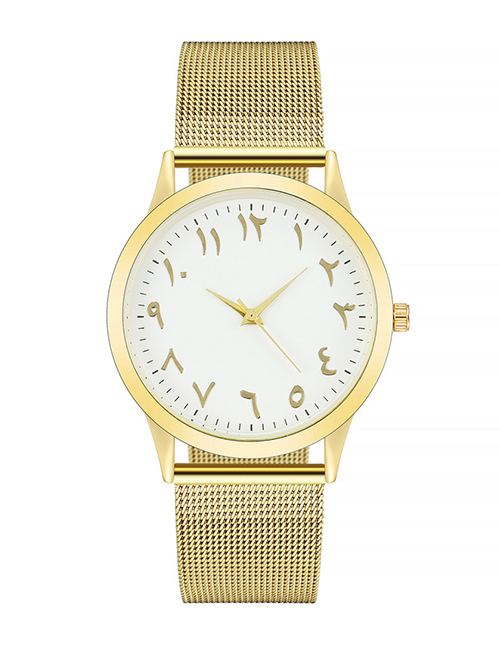 Fashion Gold Alloy Mars Text Band Watch