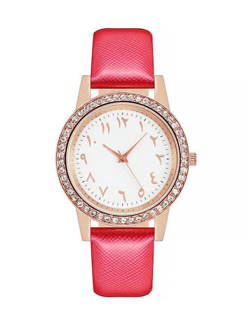 Fashion Rose Red Martian Leather Belt Wrist Watch