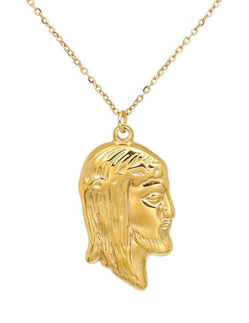 Fashion Gold Titanium Steel Portrait Necklace