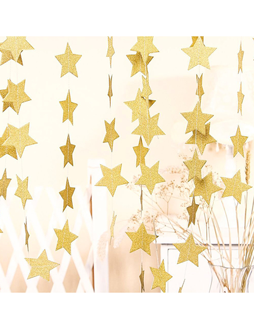 Fashion Glitter Gold Stars 4 Meters Star Paper Pull Flag String Flag Ornament