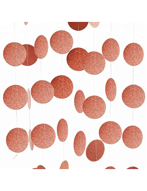Fashion Glitter Rose Gold Disc 2 Meters Round Piece Of Paper Pull Flag String Flag Ornament