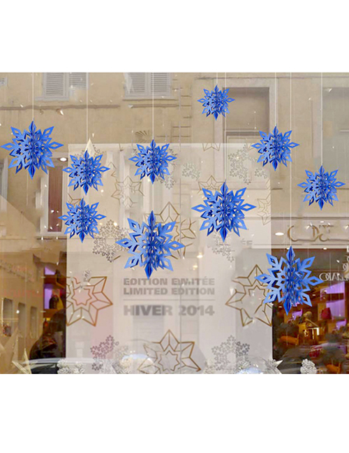 Fashion Royal Blue Three-dimensional Snowflake (6 Piece Set) Christmas Three-dimensional Snowflake Pendant