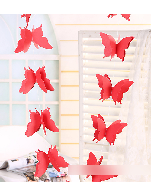 Fashion Red Butterfly 3 Meters Colorful Butterfly Three-dimensional Paper Garland