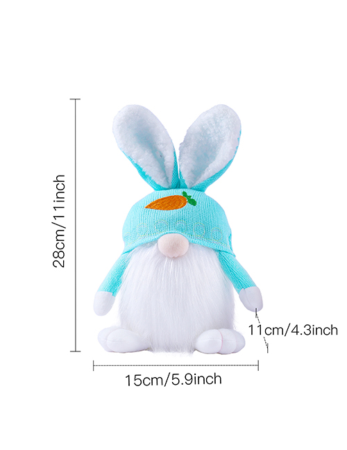 Fashion Blue Bunny Luminous Easter Knitted Woolen Bunny Doll (without Battery)