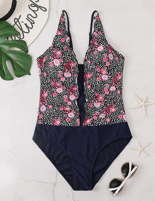 Fashion Photo Color One-piece Swimsuit With Printed Fungus