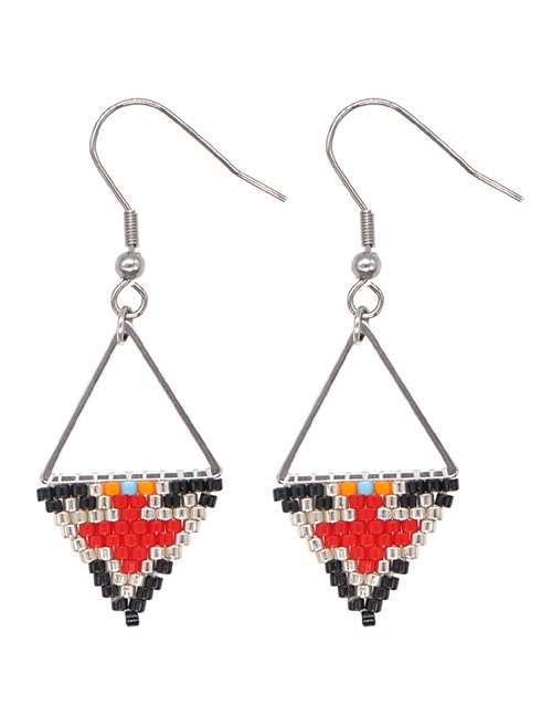 Fashion 3# Triangular Rice Bead Woven Stainless Steel Earrings