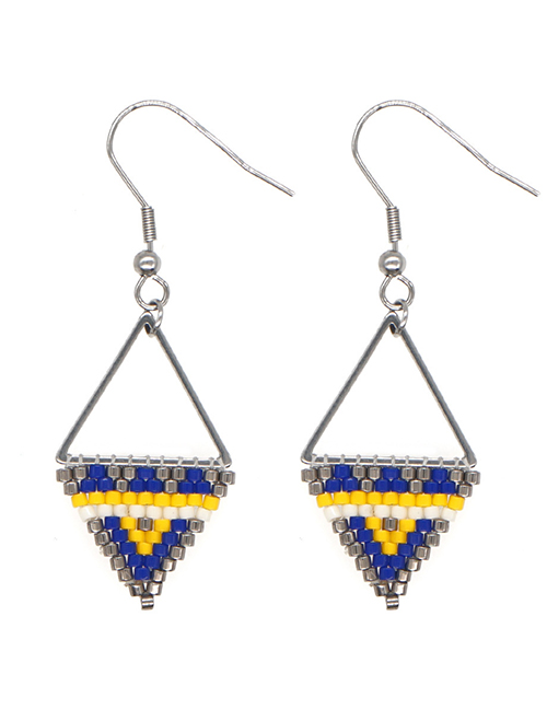 Fashion 8# Triangular Rice Bead Woven Stainless Steel Earrings