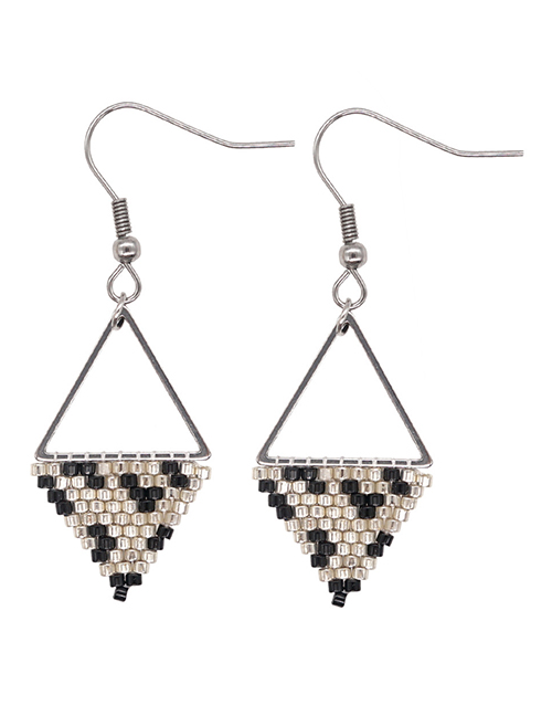 Fashion 13# Triangular Rice Bead Woven Stainless Steel Earrings