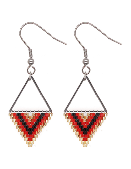 Fashion 14# Triangular Rice Bead Woven Stainless Steel Earrings