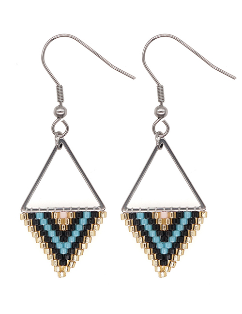 Fashion 15# Triangular Rice Bead Braided Stainless Steel Earrings