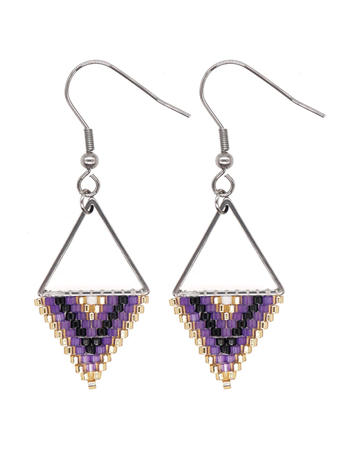 Fashion 16# Triangular Rice Bead Woven Stainless Steel Earrings