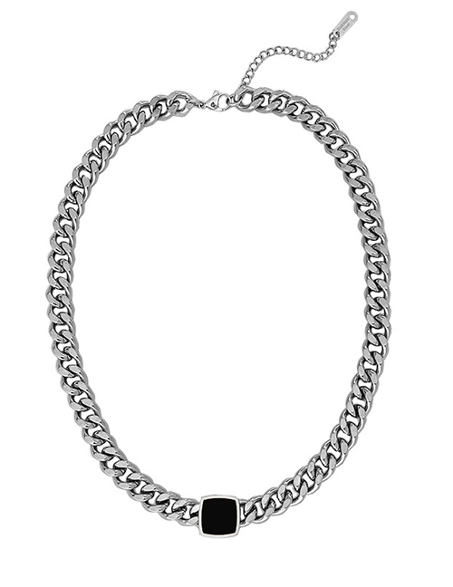 Fashion Silver Titanium Steel Cuban Chain Necklace