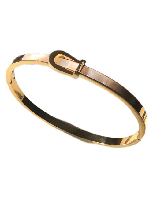 Fashion Gold Titanium Steel Gold-plated Mother Shell Belt Buckle Bracelet