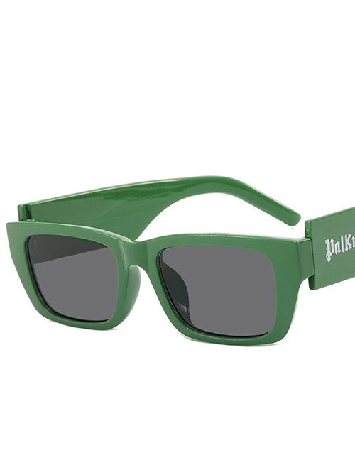 Fashion Green Frame Gray Piece Letter Wide-leg Sunglasses