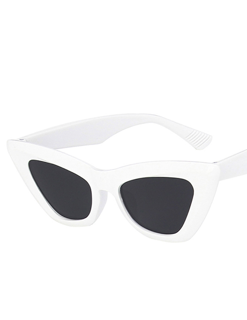 Fashion Real White Gray Flakes Triangle Cat Eye Sunglasses