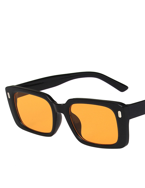 Fashion Bright Black Orange Slices Rice Nail Square Sunglasses