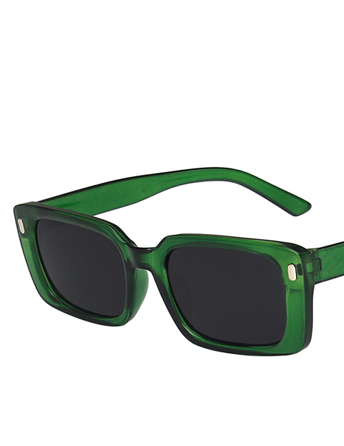 Fashion Green Frame Gray Piece Rice Nail Square Sunglasses