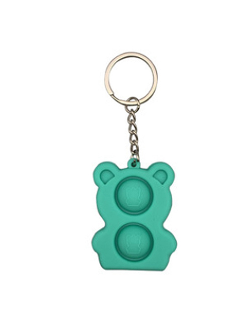 Fashion Little Bear (green) Silicone Push Button Cartoon Bear Keychain