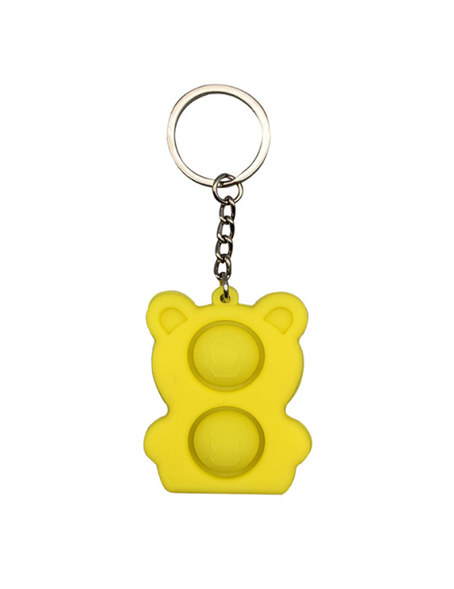 Fashion Little Bear (yellow) Silicone Push Button Cartoon Bear Keychain