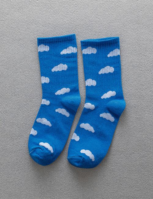 Fashion Dark Blue Cloud Print Socks